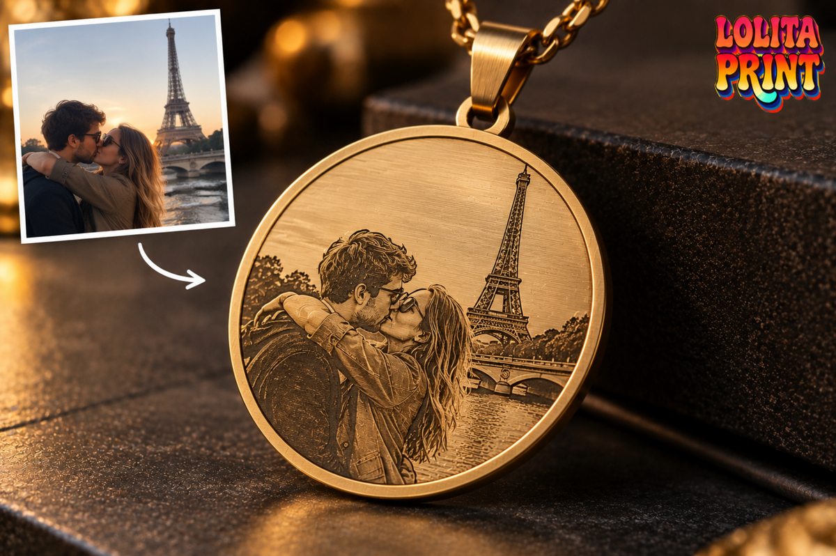Colgante Personalizado con Foto Grabada en Metal