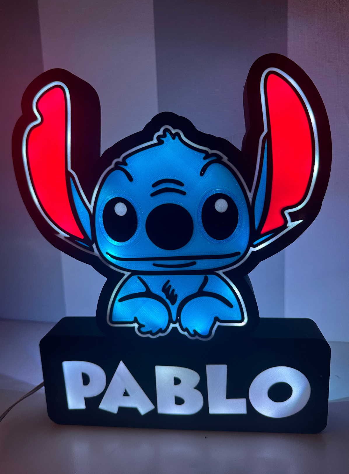 lampara quitamiedos stitch personalizada