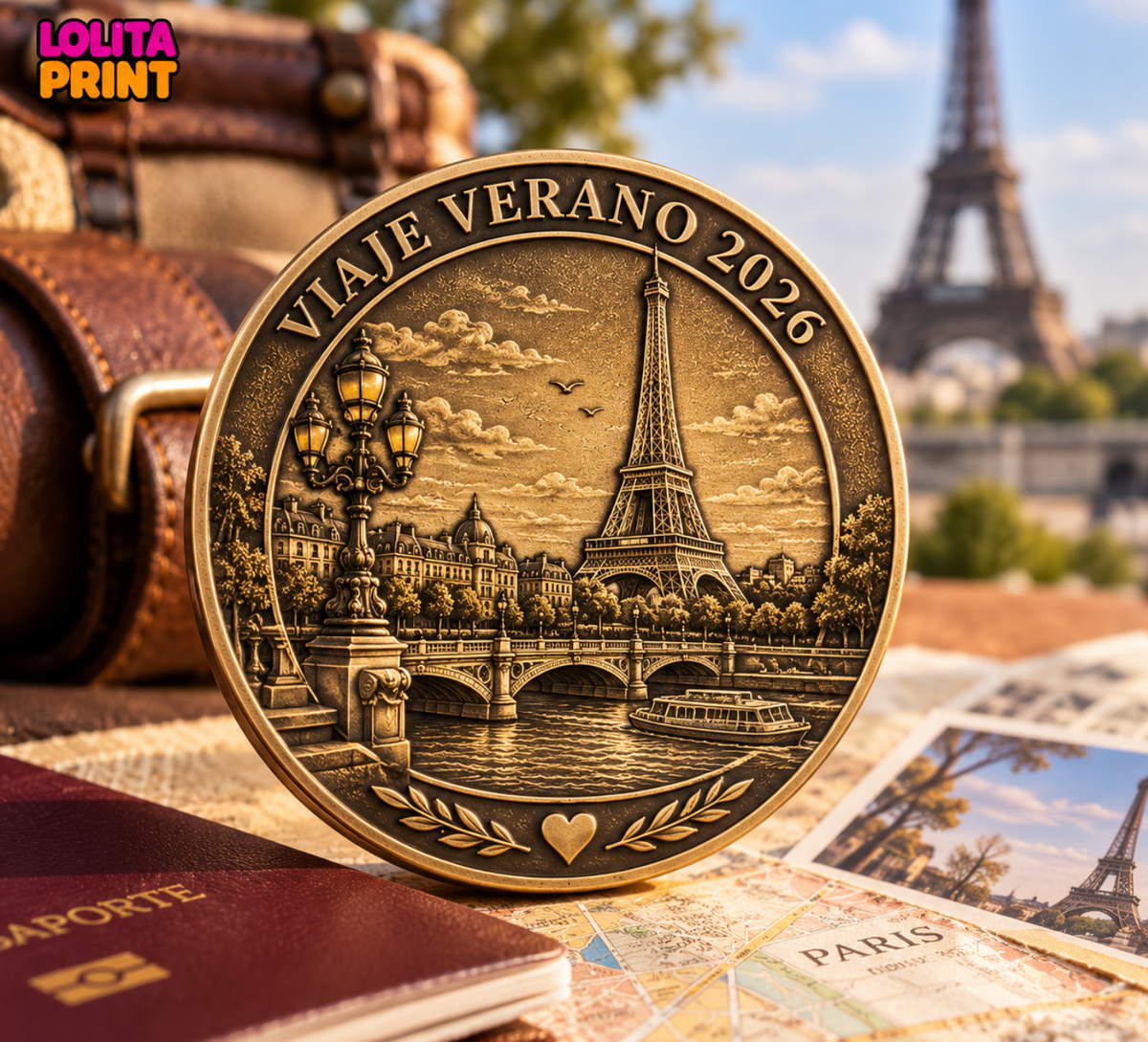 Moneda Personalizada de tu Viaje con Foto y Fecha