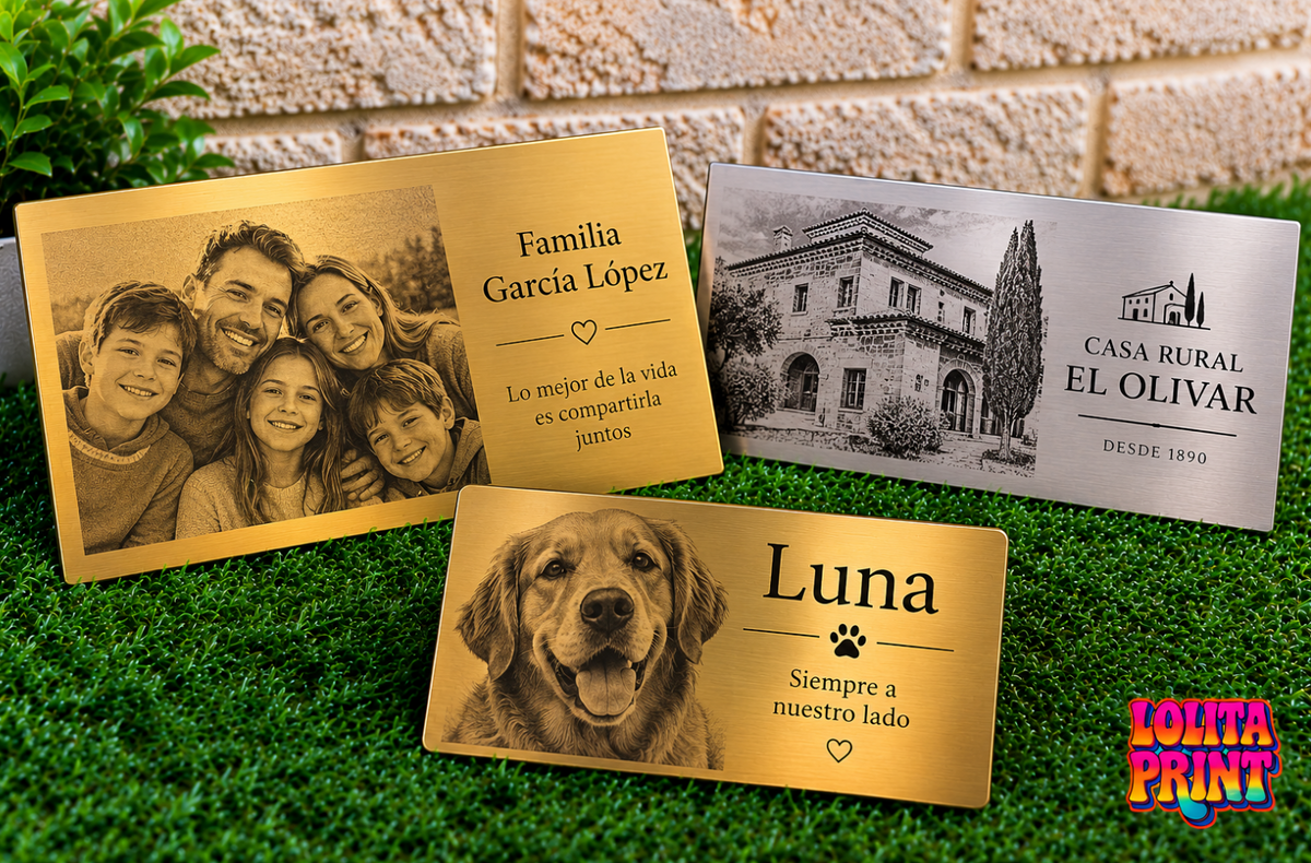 Placa con Foto Grabada en Metal Personalizada