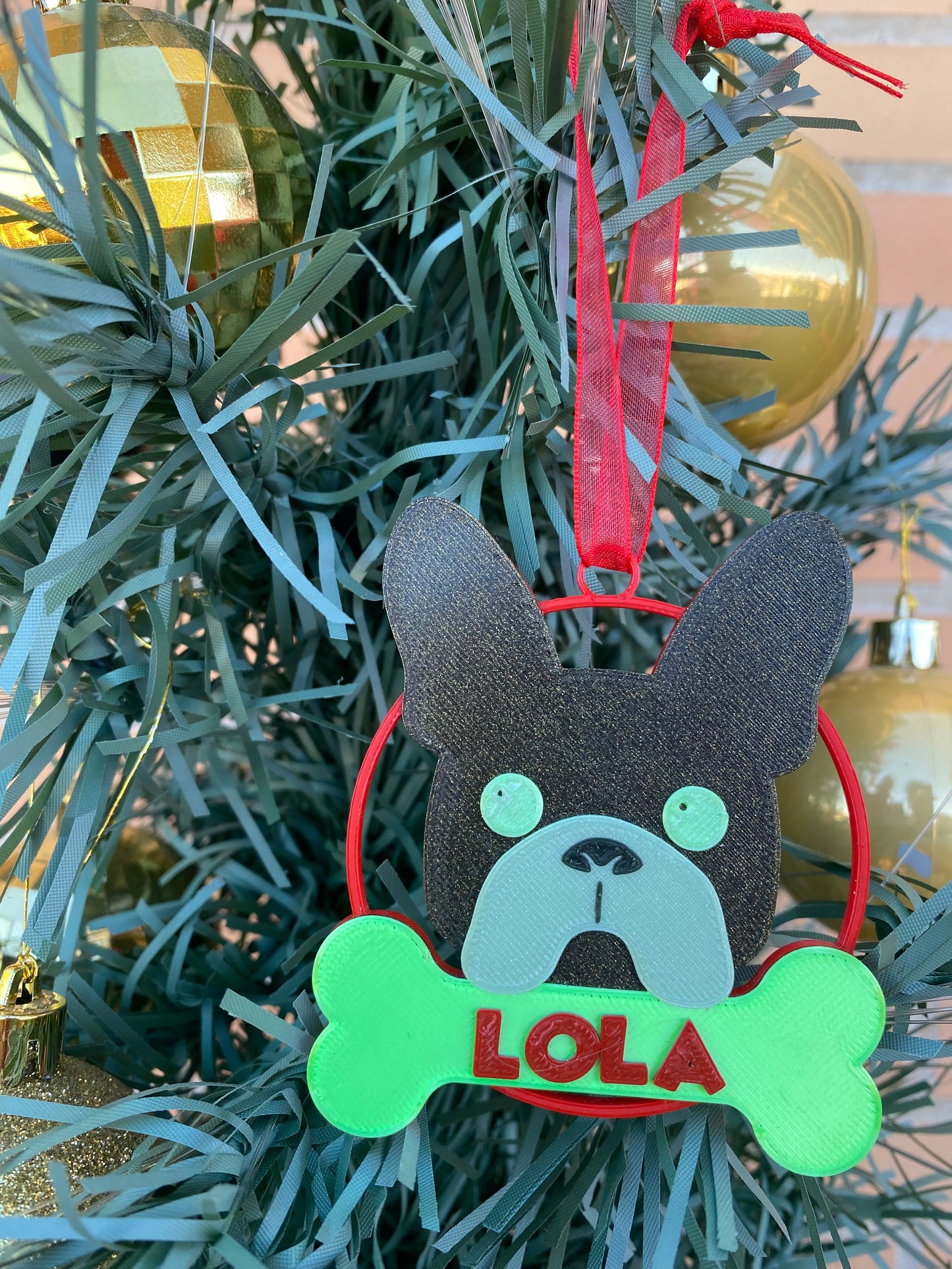 Adorno de navidad bulldog francés