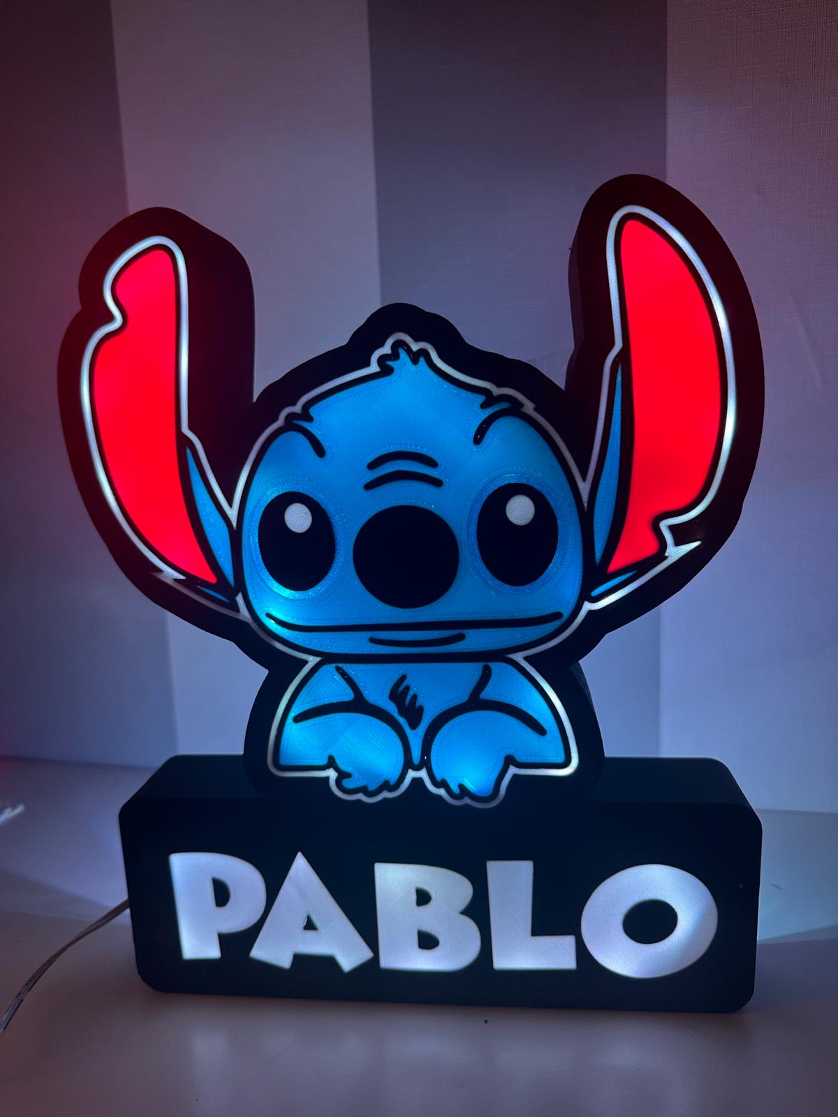 Lámpara Stitch personalizada quitamiedos