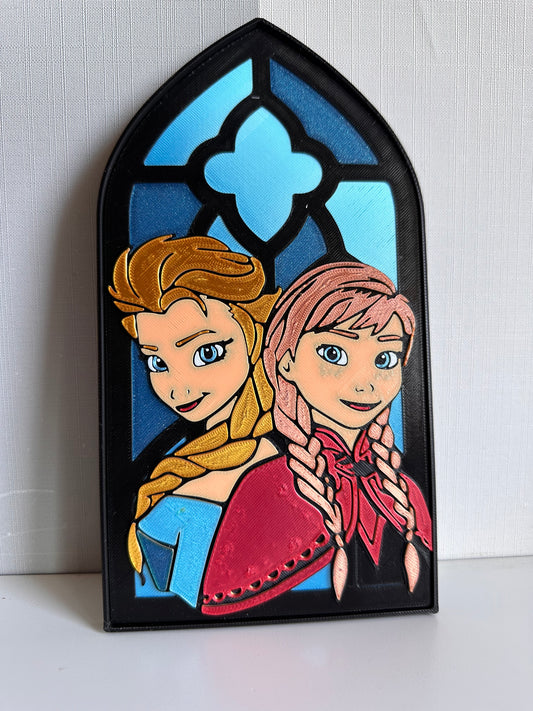 Vidriera Frozen Elsa y Ana