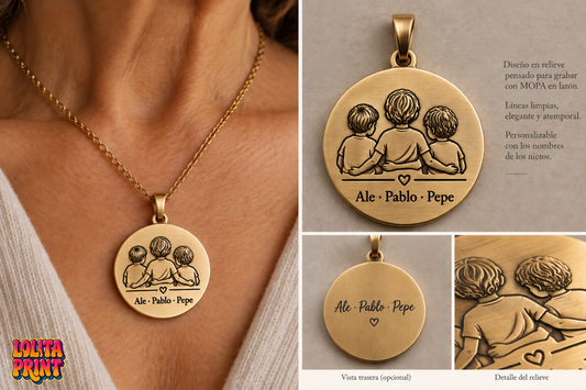 Colgante para Abuela con sus Nietos Personalizado en Metal
