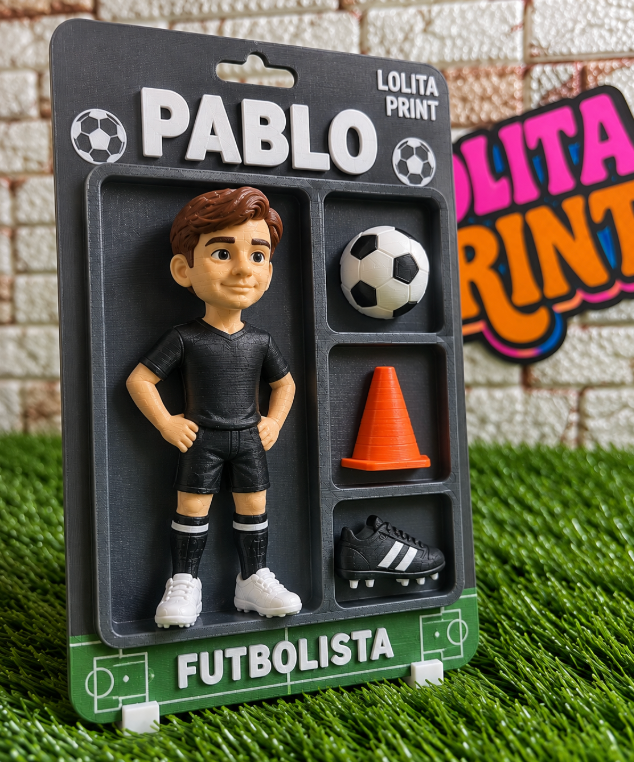 Figura personalizada de futbolista 3D con accesorios