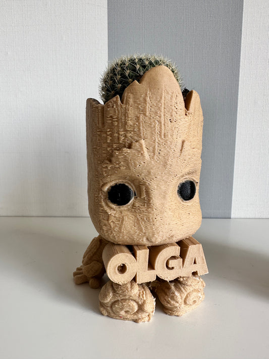 Baby Groot flowerpot with name