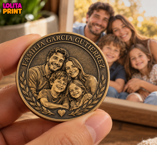 Moneda Familiar Personalizada con Foto en Relieve 3D