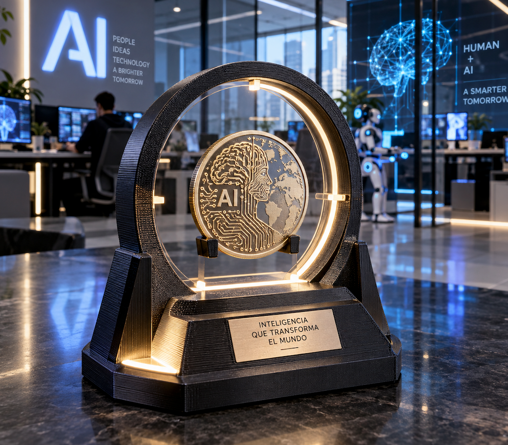 Trofeo Híbrido Personalizado de Metal + Impresión 3D