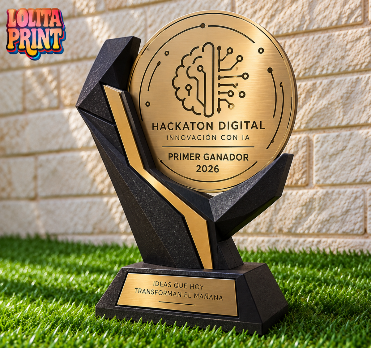 Trofeo Híbrido Personalizado · Metal + Impresión 3D