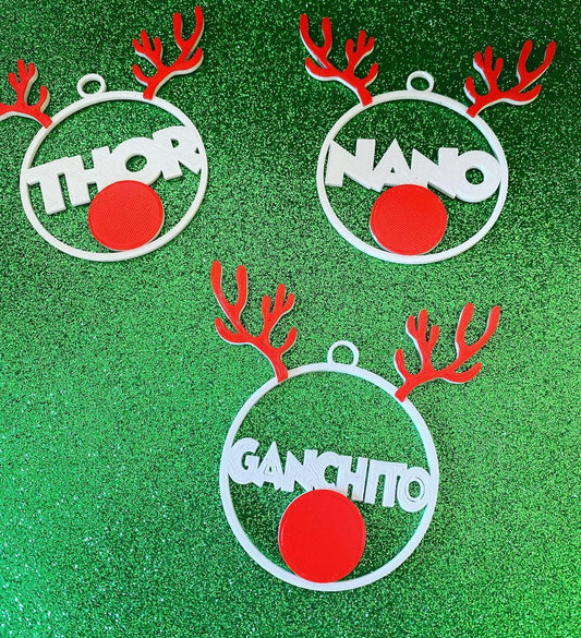 Personalized Christmas Ornament with Reindeer